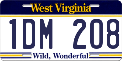 WV license plate 1DM208
