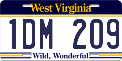 WV license plate 1DM209