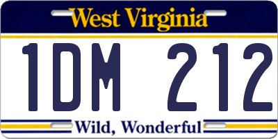WV license plate 1DM212