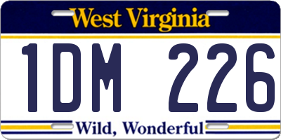 WV license plate 1DM226