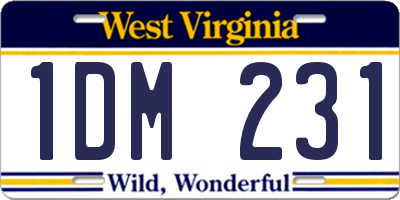 WV license plate 1DM231