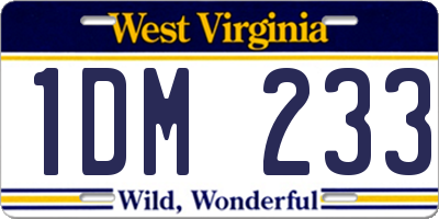 WV license plate 1DM233