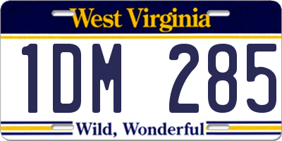 WV license plate 1DM285