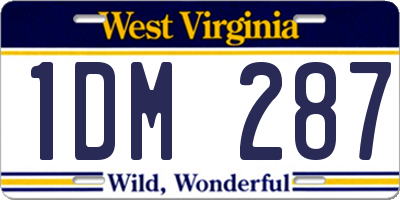 WV license plate 1DM287