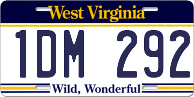 WV license plate 1DM292