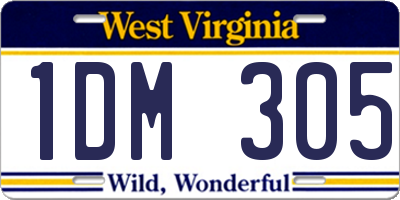 WV license plate 1DM305