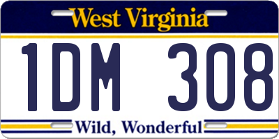 WV license plate 1DM308