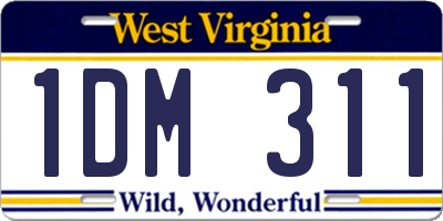 WV license plate 1DM311