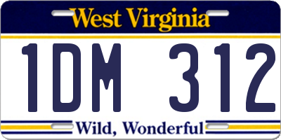 WV license plate 1DM312