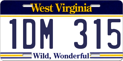 WV license plate 1DM315