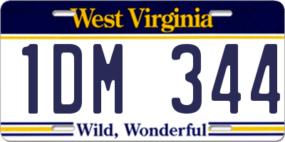 WV license plate 1DM344