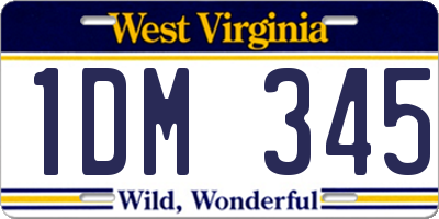WV license plate 1DM345