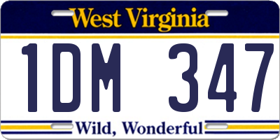 WV license plate 1DM347