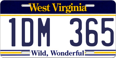 WV license plate 1DM365