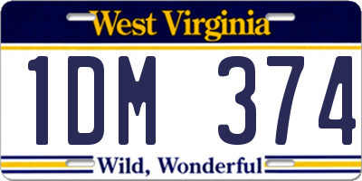 WV license plate 1DM374