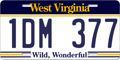 WV license plate 1DM377