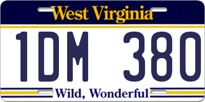 WV license plate 1DM380
