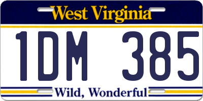 WV license plate 1DM385