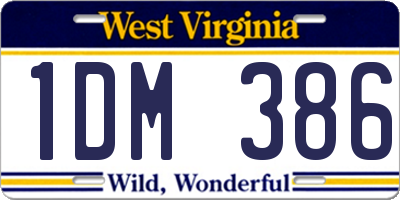 WV license plate 1DM386