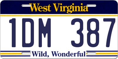 WV license plate 1DM387