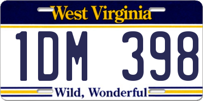 WV license plate 1DM398