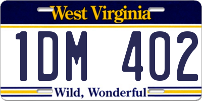 WV license plate 1DM402
