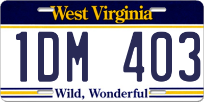 WV license plate 1DM403