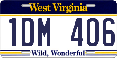 WV license plate 1DM406