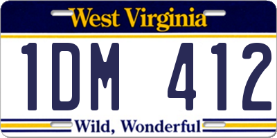 WV license plate 1DM412
