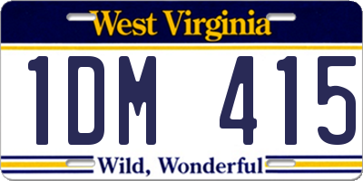 WV license plate 1DM415