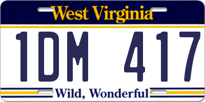 WV license plate 1DM417