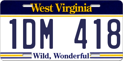 WV license plate 1DM418