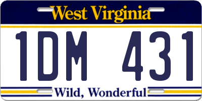 WV license plate 1DM431