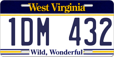 WV license plate 1DM432