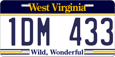 WV license plate 1DM433