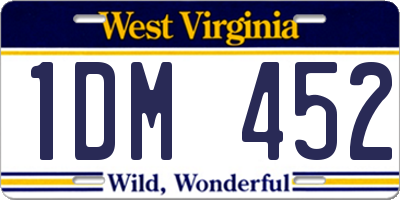 WV license plate 1DM452