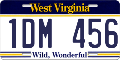 WV license plate 1DM456
