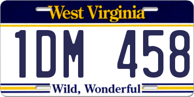 WV license plate 1DM458
