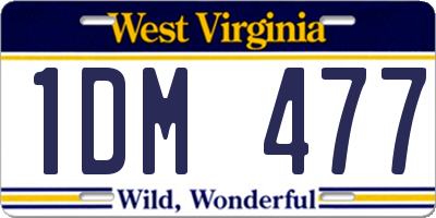 WV license plate 1DM477