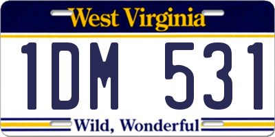 WV license plate 1DM531