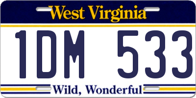 WV license plate 1DM533