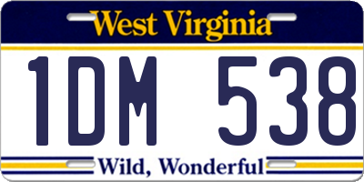 WV license plate 1DM538