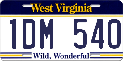 WV license plate 1DM540