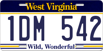 WV license plate 1DM542