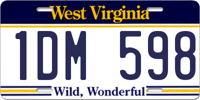 WV license plate 1DM598