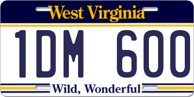 WV license plate 1DM600