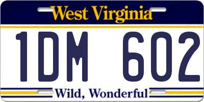 WV license plate 1DM602