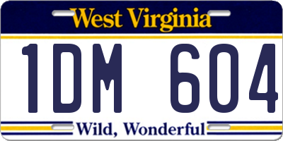 WV license plate 1DM604