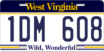 WV license plate 1DM608