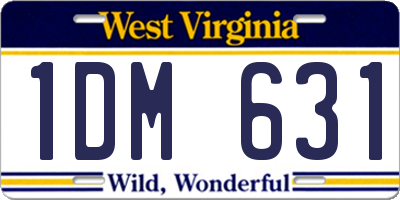 WV license plate 1DM631